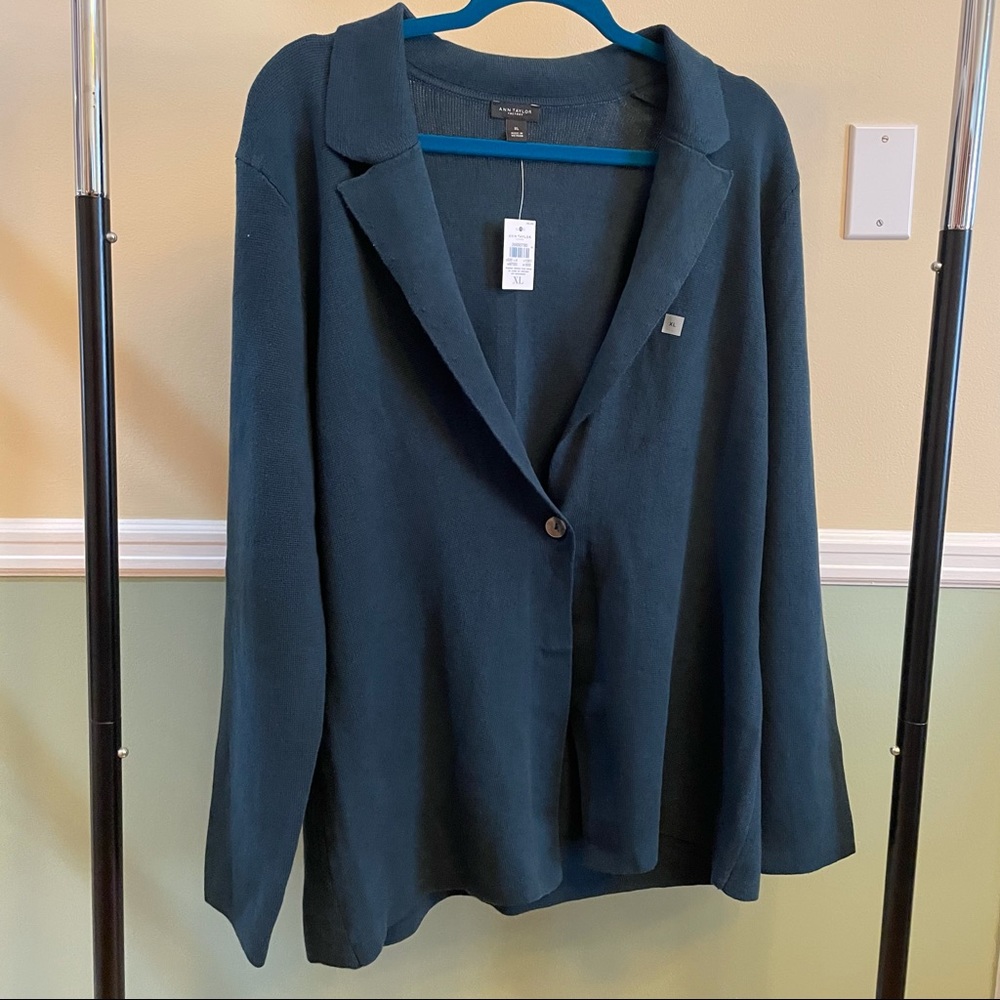 Ann Taylor Knit Teal Cardigan